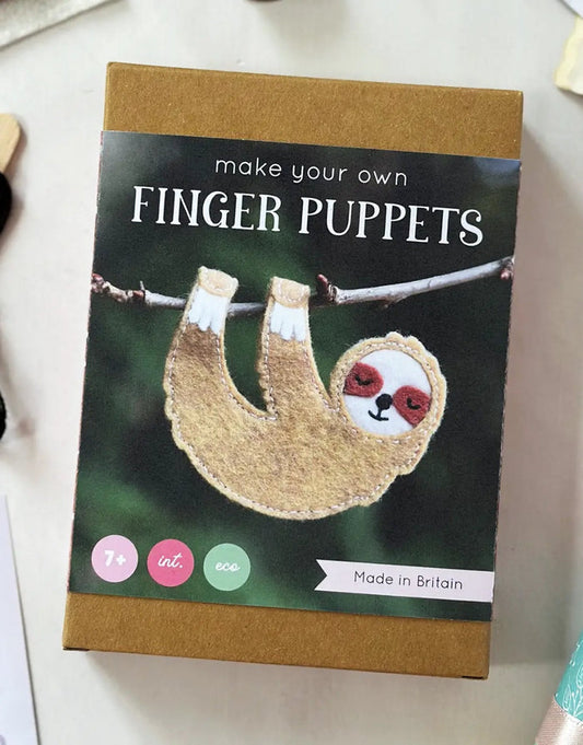 Sloth Finger Puppet Felt Craft Sewing Kit, Clara and Macy