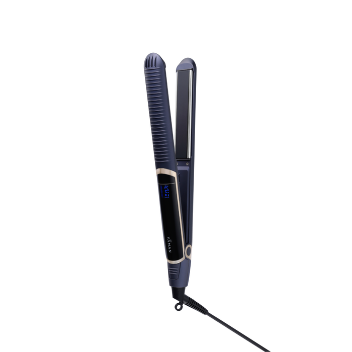 Black hair straightener on a white background