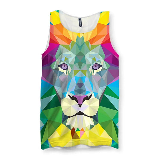 A majestic lion's face commands attention, rendered in a sharp low-poly geometric style composed of interlocking triangular facets. Contact us with accessibility feedback, we'd love to help!