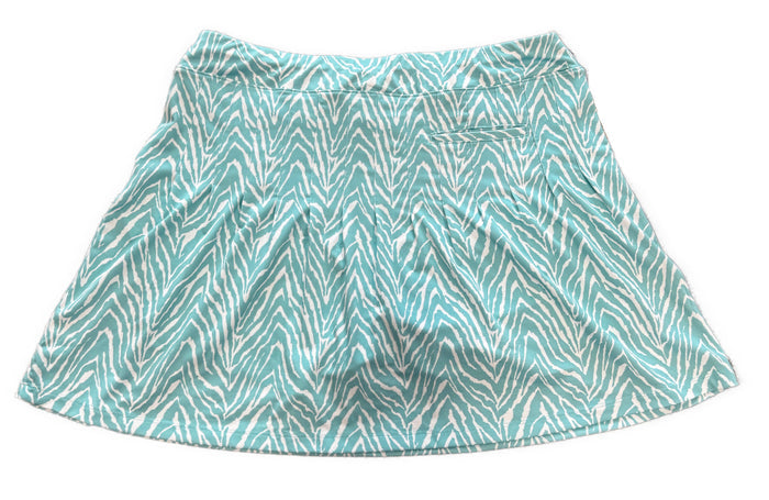 Sport Haley Teal & White Pleated Animal Patterned Women's Golf Skort Size L