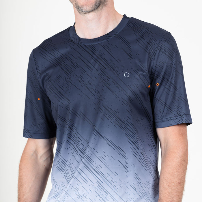 St John Curved Hem Crew Neck T-Shirt - Jet Black & Vapour Blue