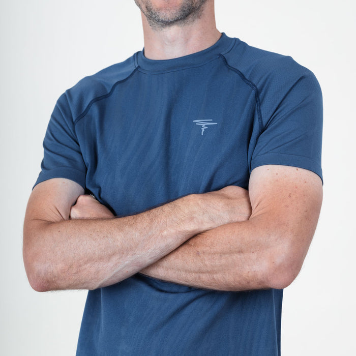Stack Marl Knit Seamless Crew Neck T-Shirt - Bering Sea