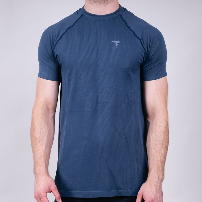 Stack Marl Knit Seamless Crew Neck T-Shirt - Bering Sea