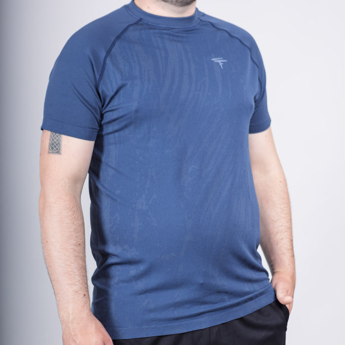 Stack Marl Knit Seamless Crew Neck T-Shirt - Bering Sea