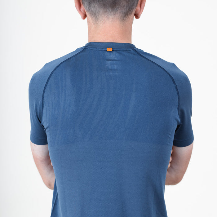 Stack Marl Knit Seamless Crew Neck T-Shirt - Bering Sea