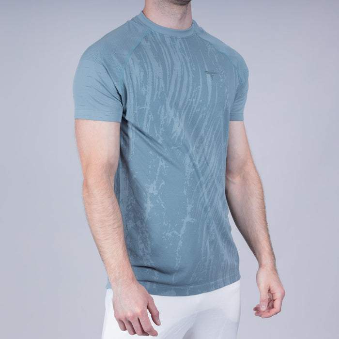 Stack Marl Knit Seamless Crew Neck T-Shirt - Puritan Grey