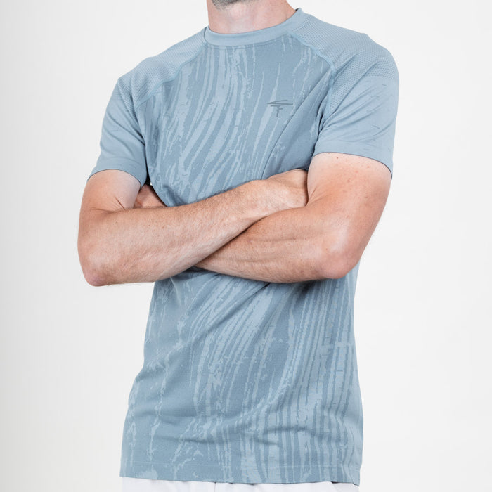 Stack Marl Knit Seamless Crew Neck T-Shirt - Puritan Grey
