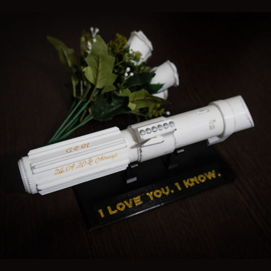Star Wars wedding bouquet holder inspired by Darth Vader lightsaber in pure white color