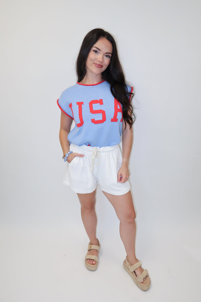 Stars Aligned USA Sleeveless Knit Top - The Pink Tulip Clothing