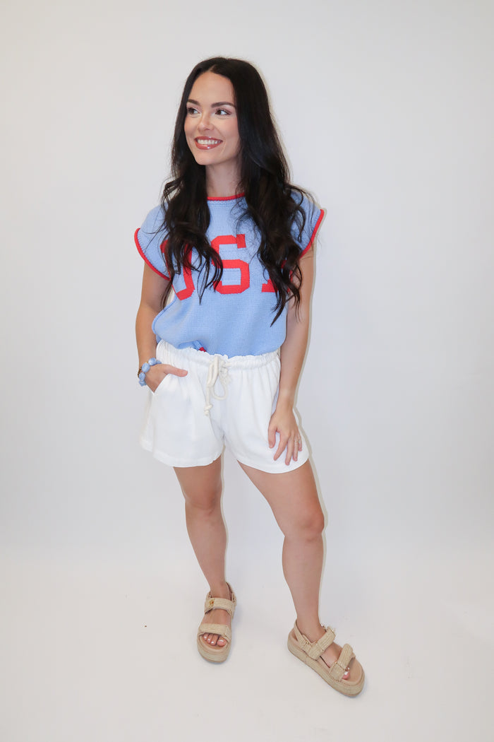 Stars Aligned USA Sleeveless Knit Top - The Pink Tulip Clothing