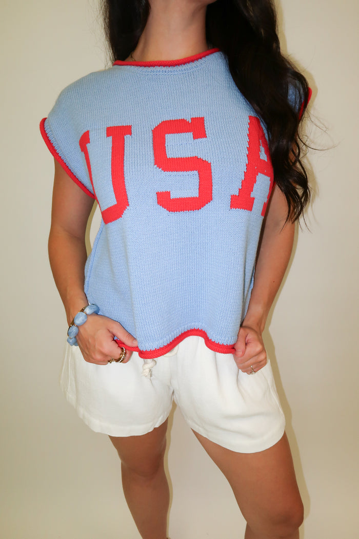Stars Aligned USA Sleeveless Knit Top - The Pink Tulip Clothing