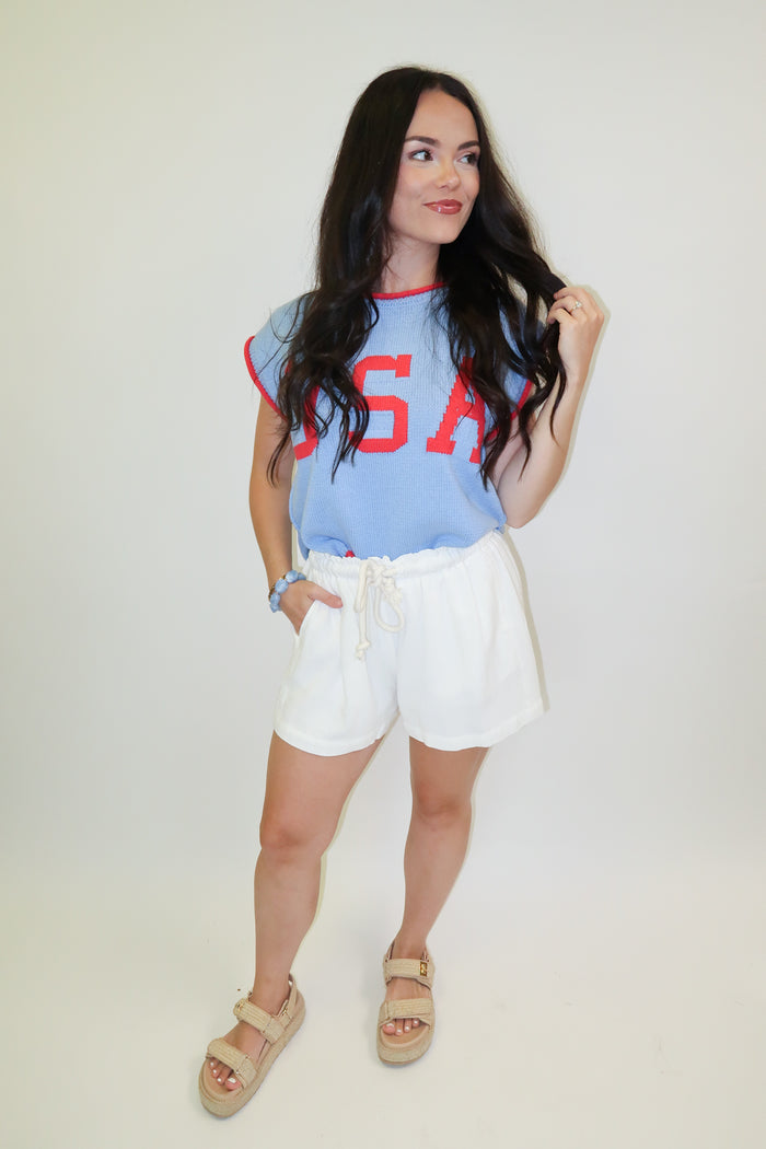 Stars Aligned USA Sleeveless Knit Top - The Pink Tulip Clothing