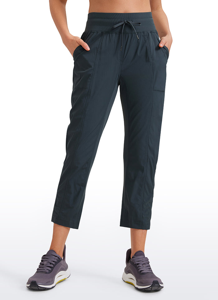 CRZ YOGA Women's Travel Slim Fit Striped Pants 25'' Cinched Leg Melanite