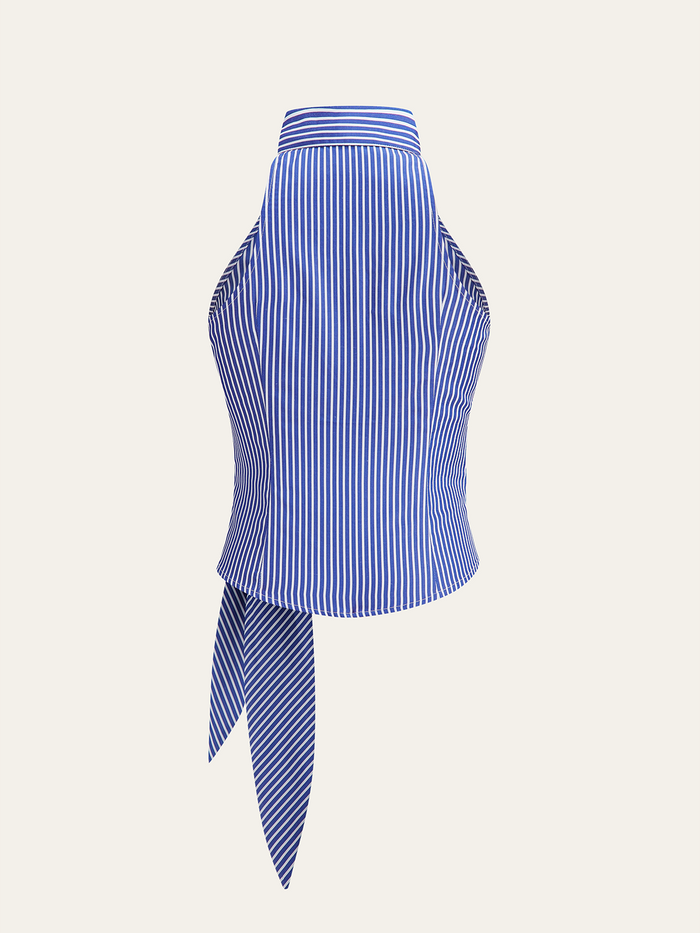 Striped Tie-Waist Crop Top