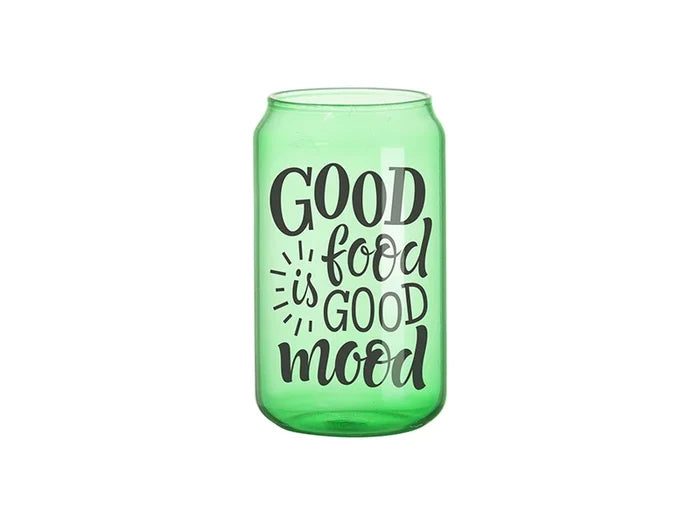 Sublimation Blanks 13oz/400ml Full Color Can Glass Mug with Straw (Green)