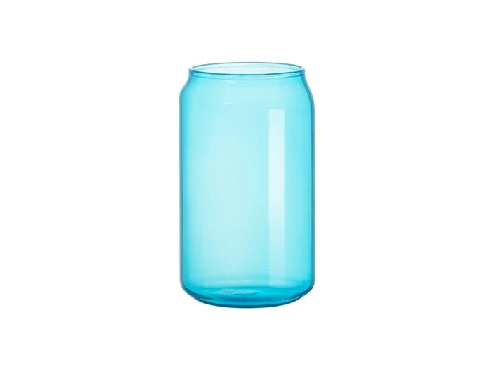 Sublimation Blanks 13oz/400ml Full Color Can Glass Mug with Straw(Blue)