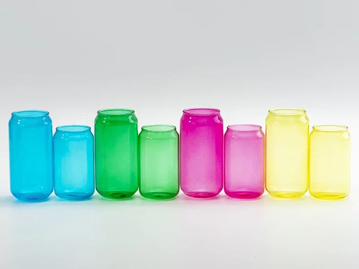 Sublimation Blanks 13oz/400ml Full Color Can Glass Mug with Straw(Blue)