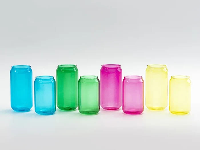 Sublimation Blanks 13oz/400ml Full Color Can Glass Mug with Straw(Blue)