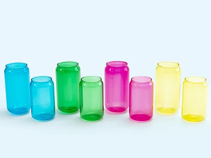 Sublimation Blanks 13oz/400ml Full Color Can Glass Mug with Straw(Blue)