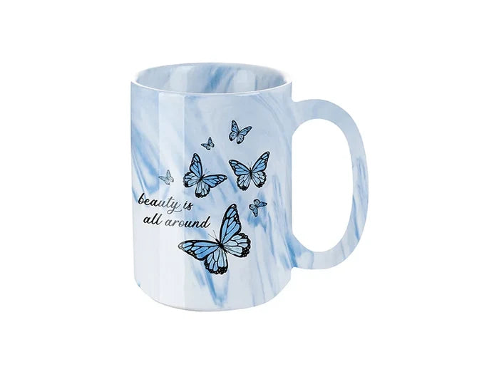 Sublimation Blanks 15oz Sublimation Marble Texture Mug (Blue)