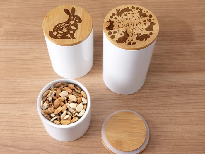 Sublimation Blanks 16oz Ceramic Storage Jar w/ Bamboo Lid