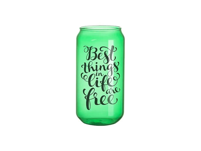 Sublimation Blanks 18oz/550ml Full Color Can Glass Mug with Straw(Green)