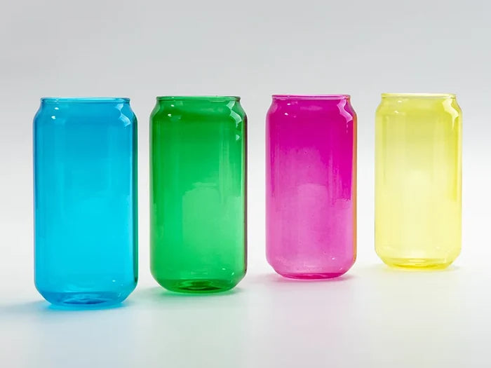 Sublimation Blanks 18oz/550ml Full Color Can Glass Mug with Straw(Green)