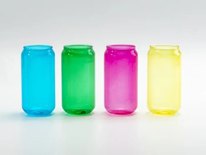 Sublimation Blanks 18oz/550ml Full Color Can Glass Mug with Straw(Yellow)