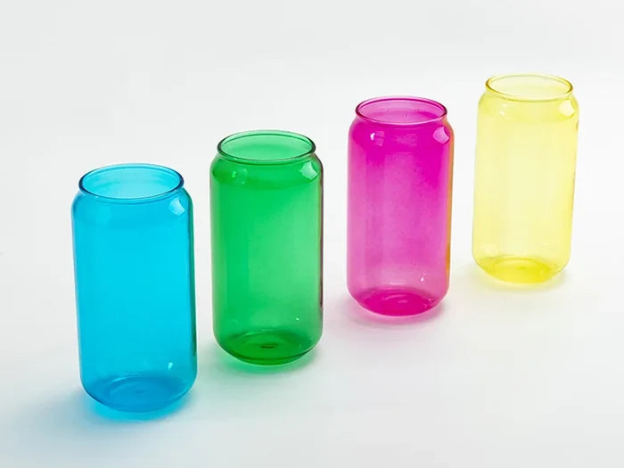 Sublimation Blanks 18oz/550ml Full Color Can Glass Mug with Straw(Yellow)