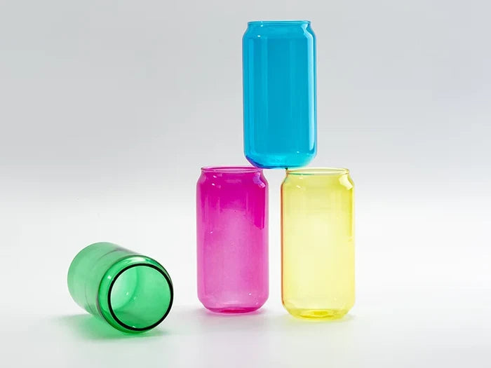 Sublimation Blanks 18oz/550ml Full Color Can Glass Mug with Straw(Yellow)