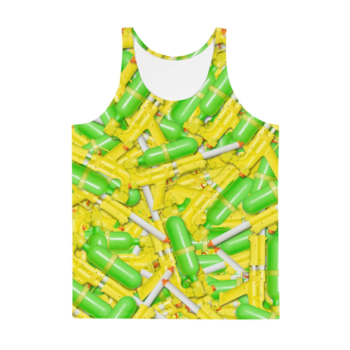 Radiating high-energy nostalgia, this dense collage of retro water weaponry creates a vibrant camouflage of overlapping 1990s pump-action blasters. Contact us with accessibility feedback, we'd love to help!