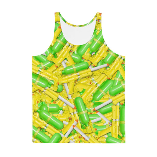 Radiating high-energy nostalgia, this dense collage of retro water weaponry creates a vibrant camouflage of overlapping 1990s pump-action blasters. Contact us with accessibility feedback, we'd love to help!