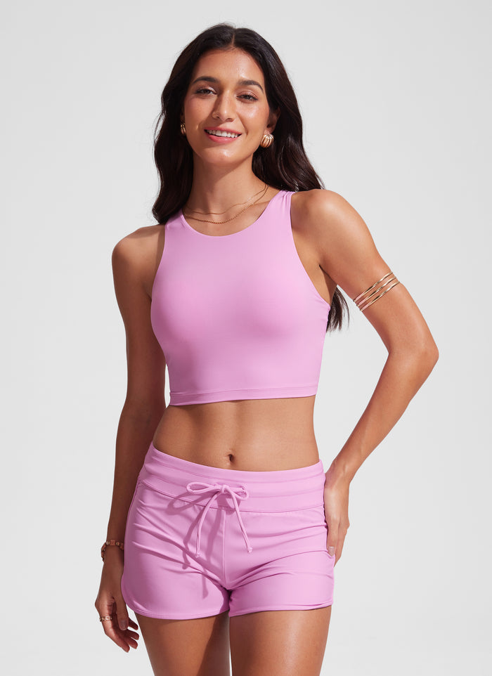 CRZ YOGA Women's Swimwear Tops Sunshine Bikini Top Racerback Vita Pink