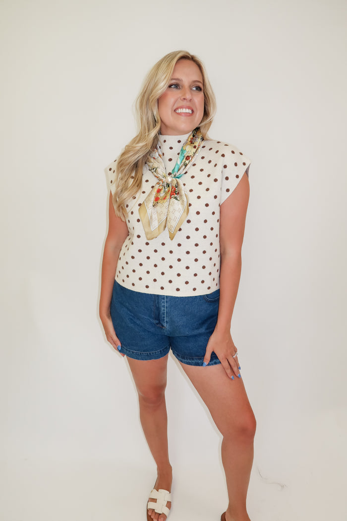 Sweet Spot Sleeveless Polka Dot Knit Sweater Top - The Pink Tulip Clothing