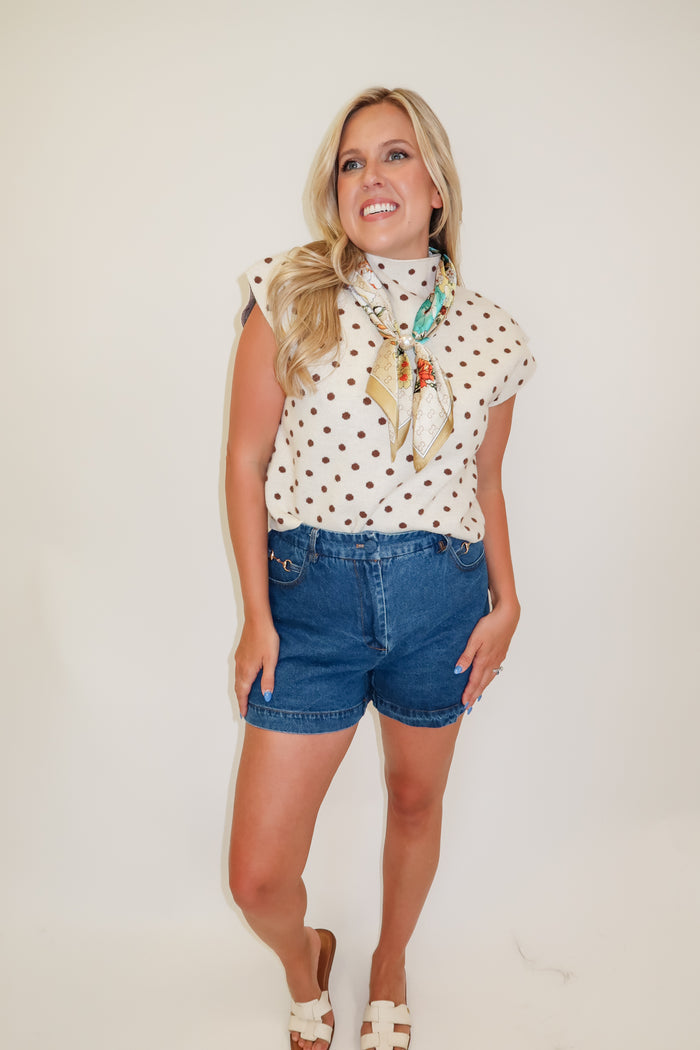 Sweet Spot Sleeveless Polka Dot Knit Sweater Top - The Pink Tulip Clothing