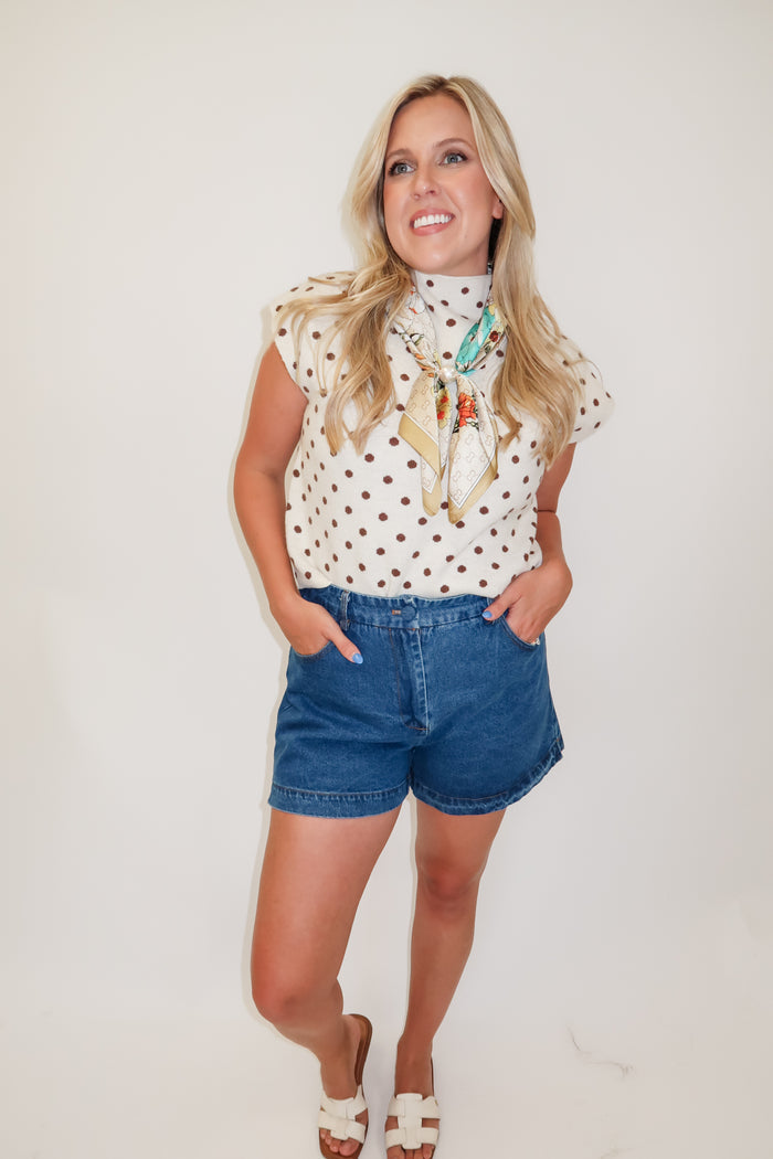 Sweet Spot Sleeveless Polka Dot Knit Sweater Top - The Pink Tulip Clothing