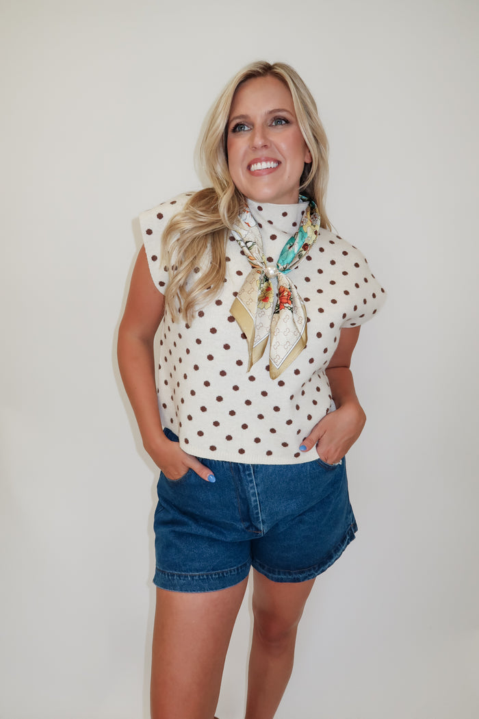 Sweet Spot Sleeveless Polka Dot Knit Sweater Top - The Pink Tulip Clothing