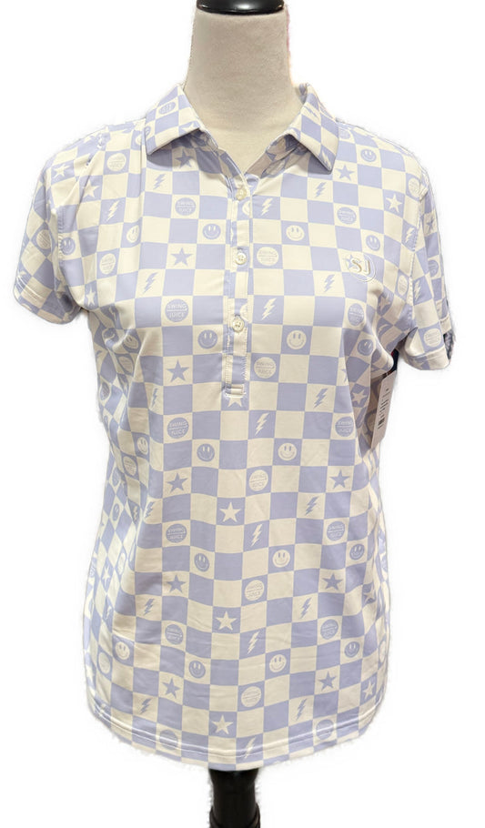 Swing Juice Women's Golf Smile Face Polo Size L MSP$88
