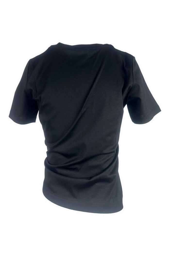 t--shirt donna mezza manica  con fiocco nero