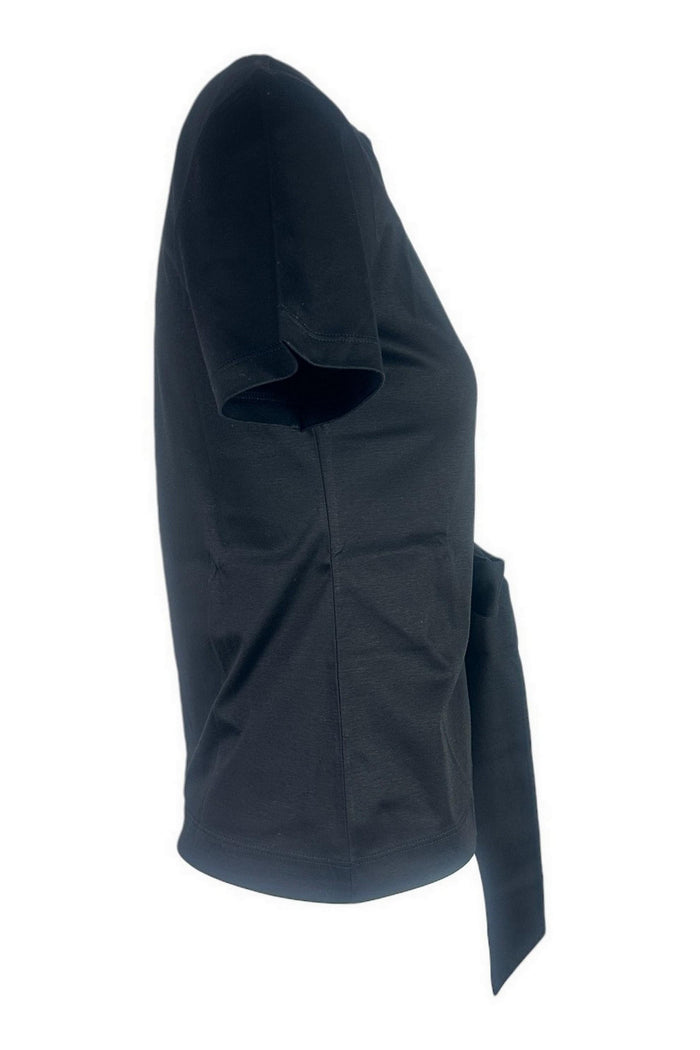 t--shirt donna mezza manica  con fiocco nero
