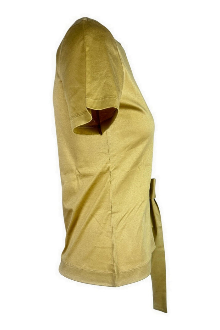 t--shirt donna mezza manica  con fiocco sabbia