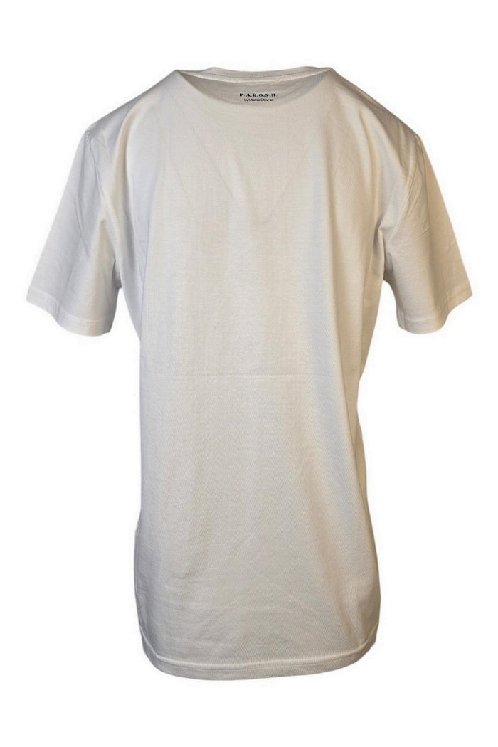 t-shirt donna bianco con stampa palme