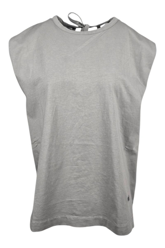 t-shirt donna con aperura nella schiena grigio