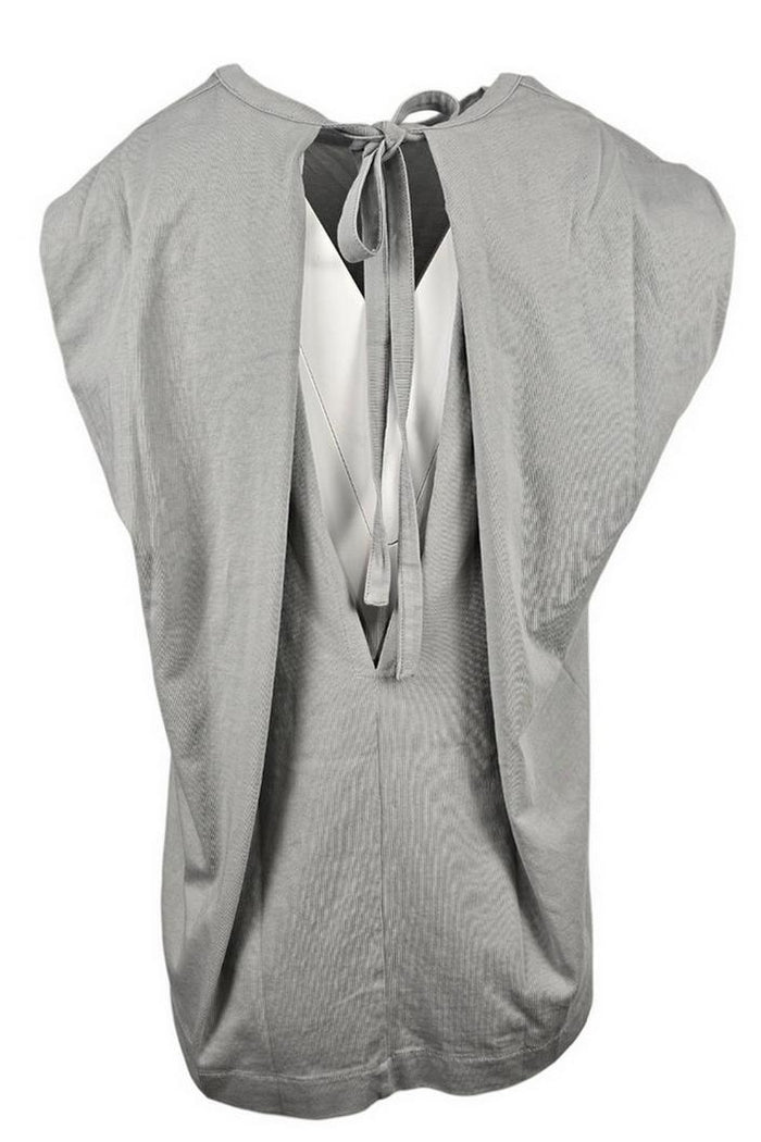 t-shirt donna con aperura nella schiena grigio
