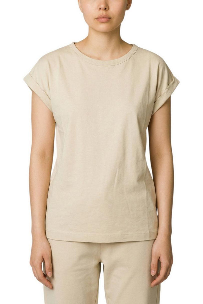 t-shirt donna girocollo beige