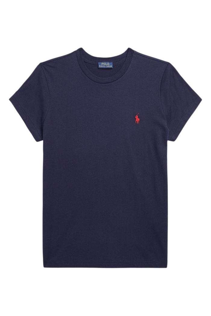 t-shirt donna girocollo mezza manica blu