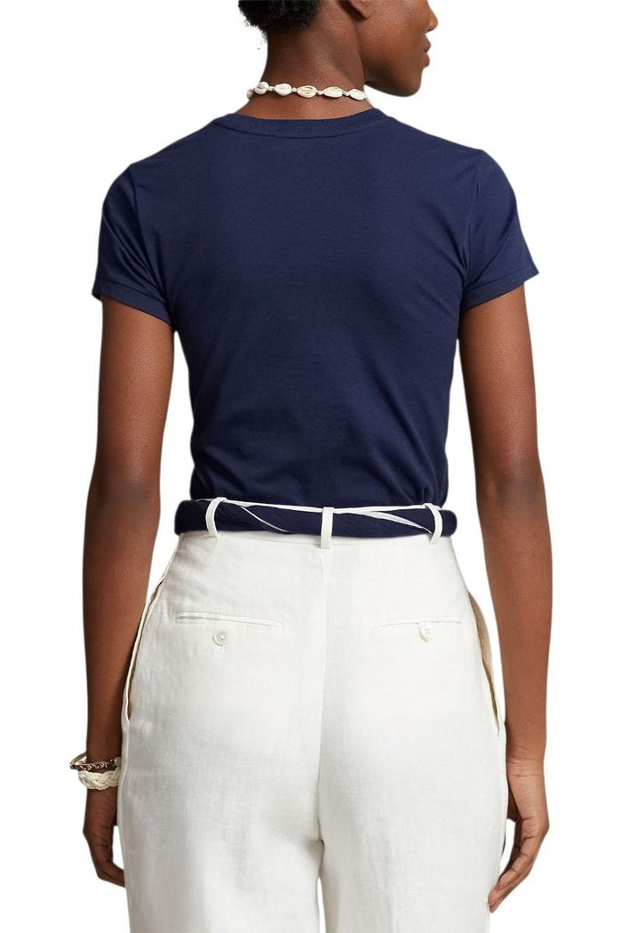 t-shirt donna girocollo mezza manica blu