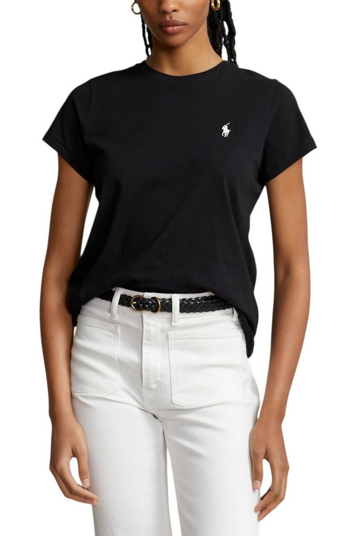 t-shirt donna girocollo mezza manica nero