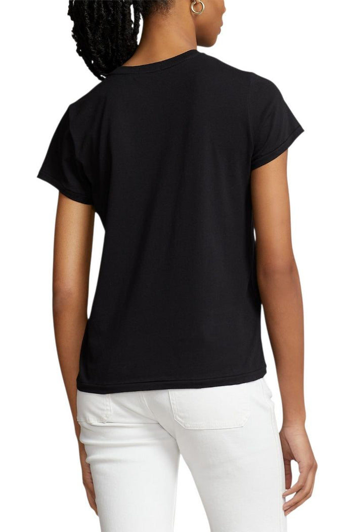 t-shirt donna girocollo mezza manica nero