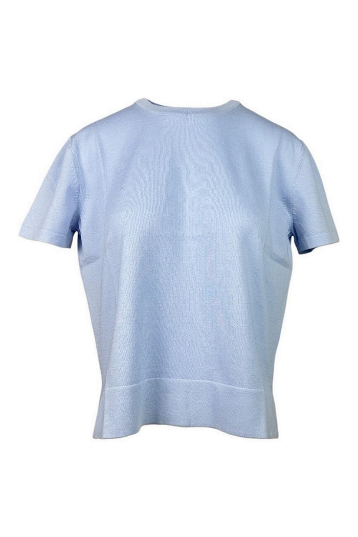 t-shirt donna in maglia azzurro